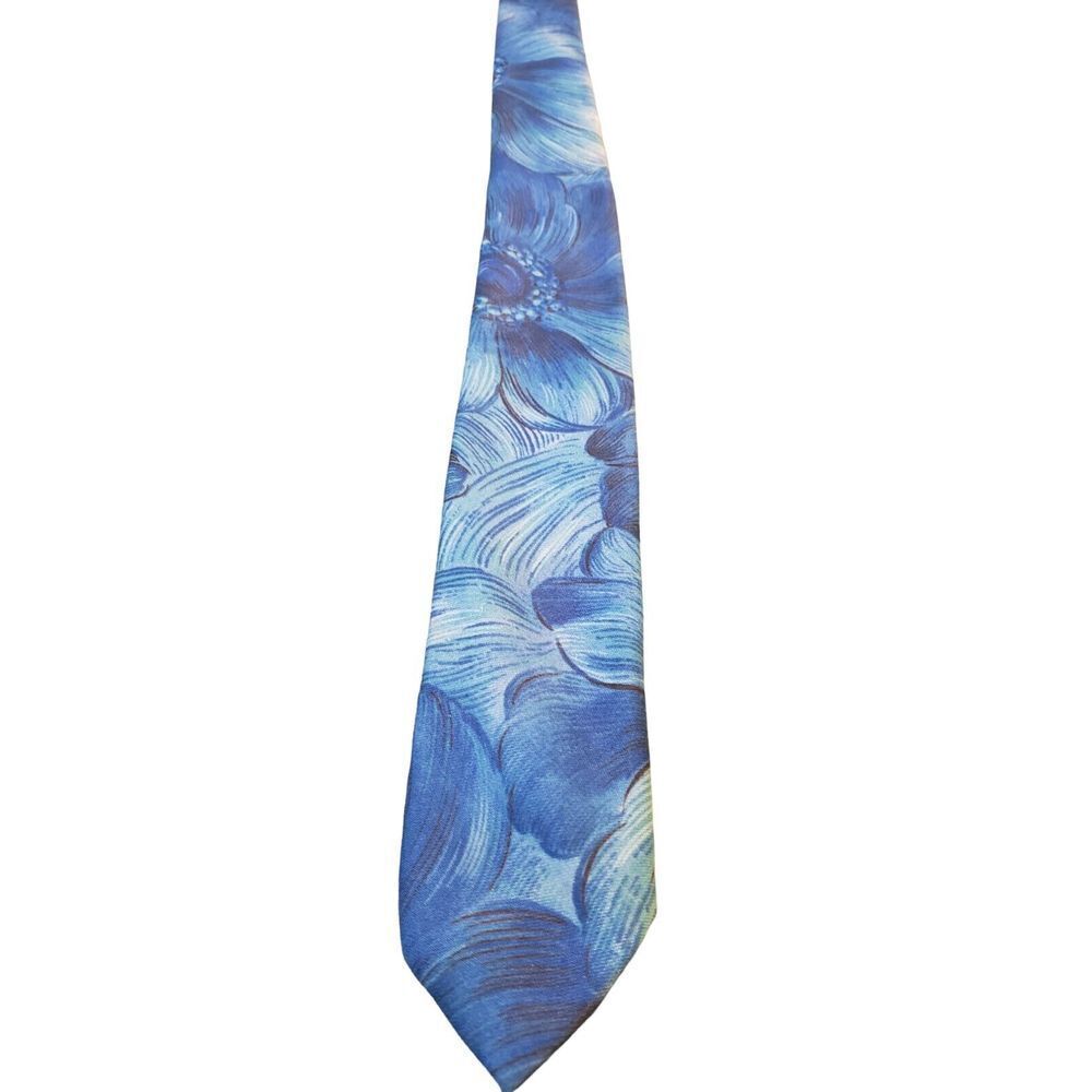 Bizarre Original Blue Flower Print Men's Skinny Tie Abstract